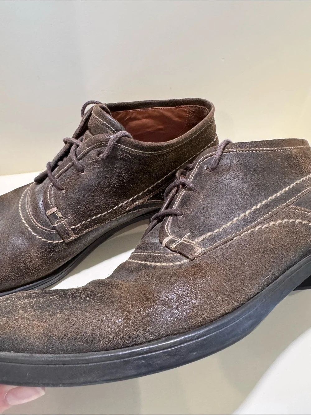John Varvatos Brown Nubuck Derby Shoes